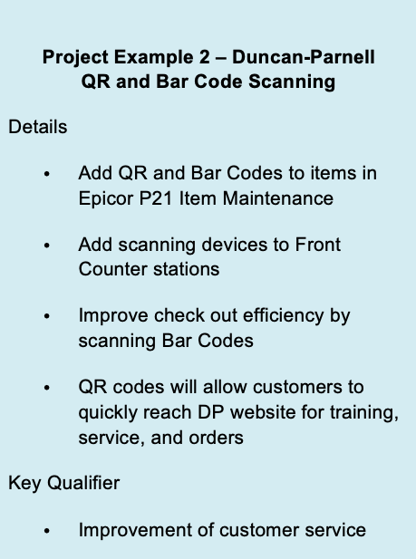 Project Example 2 – Duncan-Parnell ?QR and Bar Code Scanning